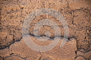 Background of adobe - close-up of mud construction from wall of an ancient pueblo structure in the American Southwest - blank