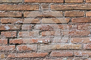 Background of age red brick wall texture