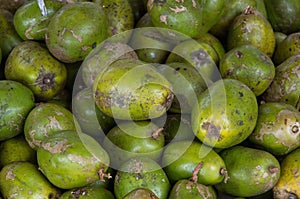 Background with amarelle fruit in the asia market