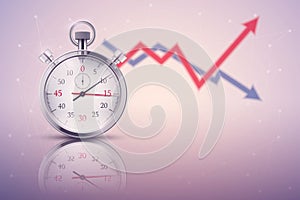 Background with analog stopwatch.