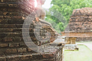 Background of ancient brick wall With Buddha