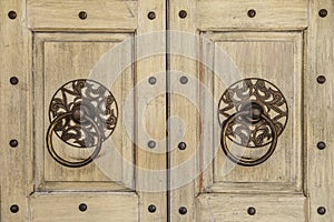 Background of the ancient round door handle