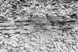 Background of ancient stone wall. Texture of old brick