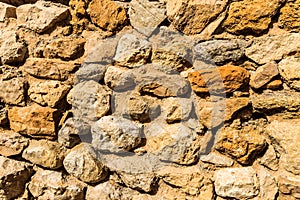 Background of ancient stone wall. Texture of old brick