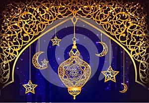 Background with Arabic Lantern
