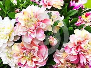 Background of artificial flowers