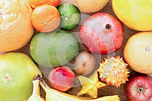 Background of assorted citrus fruit