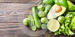 Background with assorted green vegetables