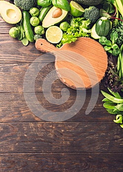 Background with assorted green vegetables