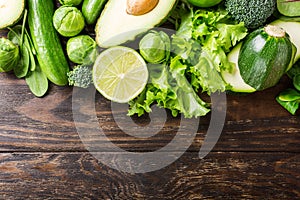 Background with assorted green vegetables