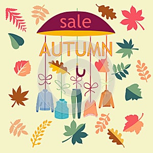 Background Autumn Sale. Background with Leaves