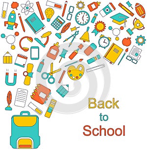 Background for Back to School, Education Simple Colorful Objects