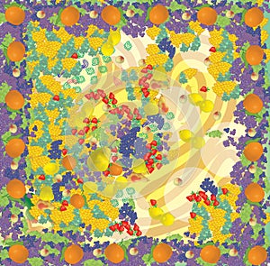 Background background - a scarf of fruits in a modern style, pattern