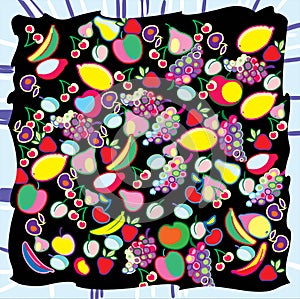 Background background - a scarf of fruits in a modern style, pattern