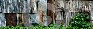 Background banner images - rusty corrugated iron wooden fence