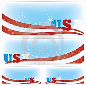 Background banners of USA flags, brochure