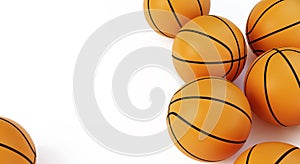 Background basketball ballls  on a white background 3D illustration, 3D rendering