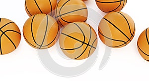 Background basketball ballls  on a white background 3D illustration, 3D rendering