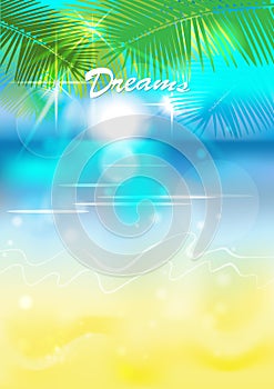 Background beach-palm-dream.vector illustration