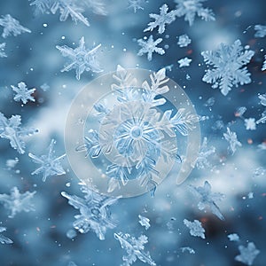 Background with beautiful snowflakes generated by artificial intelligence