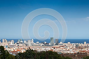 Background of big city overview. View of Barcelona Spain