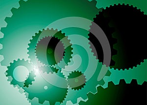 Background with big and small gears green color