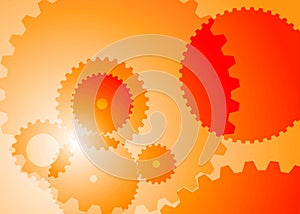 Background with big and small gears orange color