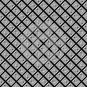 Black and white seamless repeated geometric art pattern background