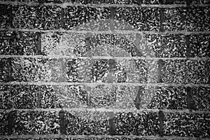 Background black and white bricks texture horizontally