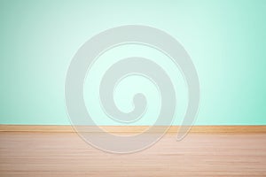 Background, blank wall and floor in a blue green color