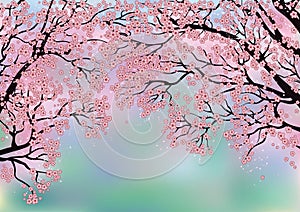 Background with blossoming trees