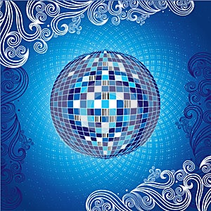 Background with blue disco-ball