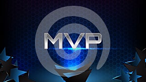 Background of blue futuristic technology glowing blue and black motion line and most valuable playerMVP text