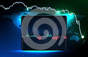 background of blue futuristic technology trading stock market MACD indicator technical analysis graph, Moving Average