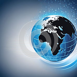Background with a blue globe and digital technology