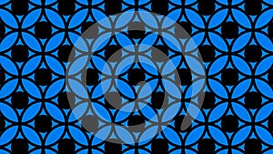 The background is blue and green.Design. Geometric shapes oscillate in the bright background and make various patterns.