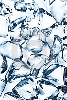 Background of blue ice cubes