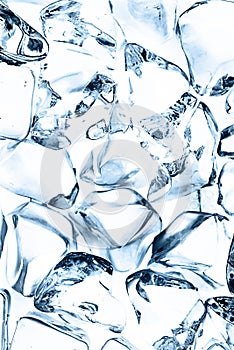 Background of blue ice cubes