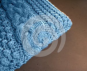 Background from blue knitted fabric