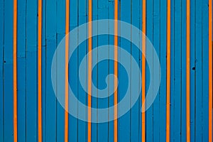 Background blue orange wood painted aged old wall with paint lines