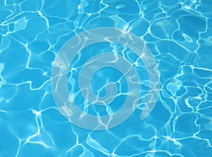 background of the blue pool water with light reflections no people