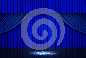 Background with blue theater curtain