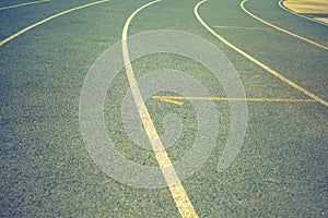 Background of blue track for running at stadium