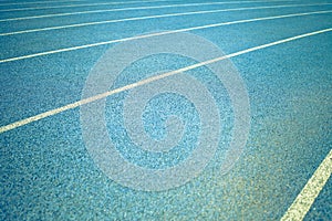 Background of blue track for running at stadium