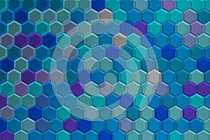 Background of bluish 3d hexagons with brights. photo