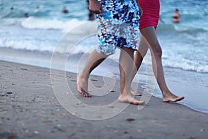 Background blur defocus beach sea people bathe photo