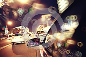 Background blur night traffic jam