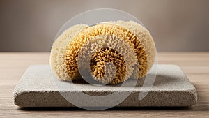 The background is blurred emphasizing the sponge s detailed texture