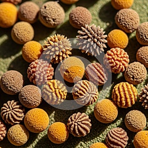 The background is a blurred shade of green, providing contrast