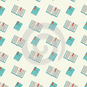 Background with books. closed and open books create a uniform pattern